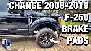 F250 67L SUPER DUTY FRONT BRAKE PAD REPLACEMENT IN 2 MINUTES [upl. by Anwahsat]