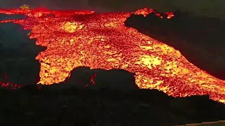 Lava quottsunamiquot flows from La Palma volcano [upl. by Suoirred]