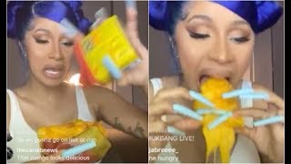 Cardi B ASMR Eating Mango With Old Bay Crab Seasoning Smacking And Burping [upl. by Clary352]