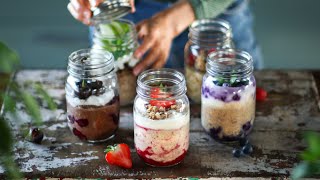 5 OVERNIGHT OATS » easy  healthy  dessertinspired 🍒 [upl. by Ashbey]