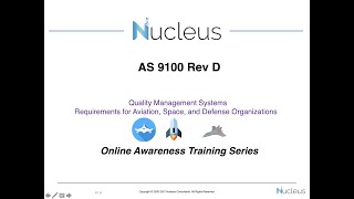 Nucleus Consultants Online Awareness Training on AS 9100 Rev D  Aerospace QMS [upl. by Whitney]