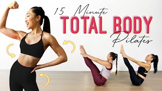 15 Minute Full Body Pilates  thighs arms obliques [upl. by Lezirg]