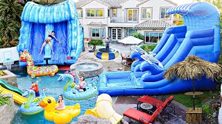 We BUILT A GIANT WATERPARK In Our BACKYARD Crazy Fun [upl. by Airec]