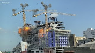 Crane implosion at Hard Rock Hotel collapse in New Orleans [upl. by Irahcaz]