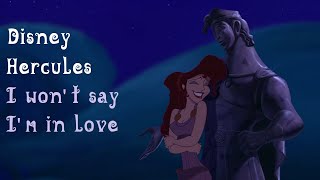 DisneyHerculesI Wont Say Im In LoveLyrics [upl. by Lateh]