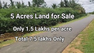 5 Acers land For sale  15 lakhs per Acer  75 lakhs  low price land for sale  land for sale [upl. by Erdnaed295]