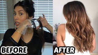 USING A HIGHLIGHTING COMB At Home Balayage Highlights Dark to Light Transformation [upl. by Renaxela]