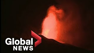 La Palma volcano eruption continues on Canary Island  FULL [upl. by Nnaeinahpets]