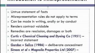 Misrepresentation Lecture 1 of 4 [upl. by Adnik237]