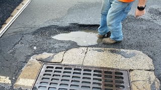 Oblivious Drivers Hit Massive Pothole [upl. by Annaed]