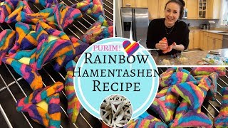 HAMENTASHEN RECIPE How to Make Rainbow Hamentashen for Purim [upl. by Linette216]