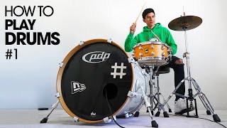 HOW TO PLAY DRUMS  Beginner Drum Lesson 1 [upl. by Dahsraf211]