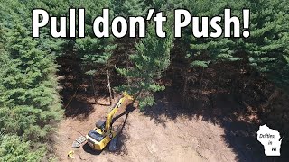 How to Remove Trees with Excavator and Bucket  Pull Method [upl. by Lepley926]