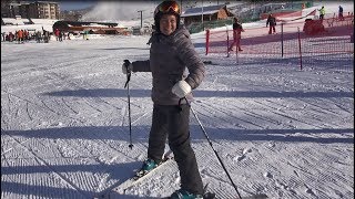 Beginner ski lesson 1 with Deb Armstrong intro equipment and movement [upl. by Ardnnek351]