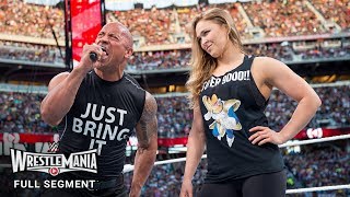 FULL SEGMENT  The Rock and Ronda Rousey confront The Authority WrestleMania 31 WWE Network [upl. by Adlemi]