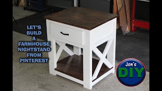 Build your own Farmhouse Nightstand  Jons DIY [upl. by Kelwunn]