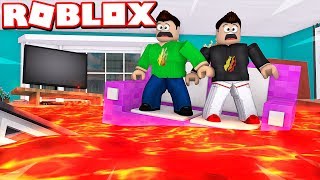 ROBLOX DONT TOUCH THE FLOOR CHALLENGE with MY LITTLE BROTHER [upl. by Haiasi]