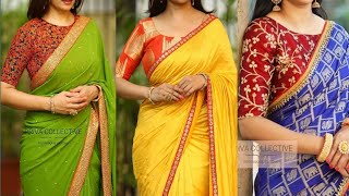 Designer Contrast Colour Blouse Designs For Silk Sarees  Contrast Saree Blouse Designs [upl. by Downe]