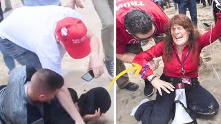 Masked Jerks Attack Female Trump Supporter Then Instantly Regret It [upl. by Anihs]