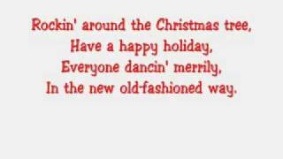 Hannah MontanaRockin Around The Christmas Tree With Lyrics [upl. by Maurreen]