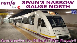 SPAINS NARROW GAUGE NORTH  RENFE FEVE SANTANDER TO BILBAO REVIEW  SPANISH TRAIN TRIP REPORT [upl. by Rehpetsirhc]