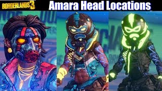 Borderlands 3  Amara Cosmetics Guide Heads amp Skins Locations [upl. by Artenehs]