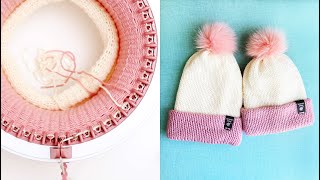 How to Knit quotMommy and Mequot Sized Hats on a Knitting Machine [upl. by Malinin]