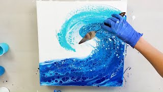 Ocean Wave with SPATULA Acrylic Pouring SWIPE with Silicone🥰 Fluid Art Tutorial [upl. by Qifahs891]