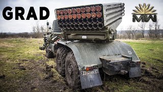 Russian BM21 quotGRADquot 122mm Multiple Rocket Launcher [upl. by Stricklan760]