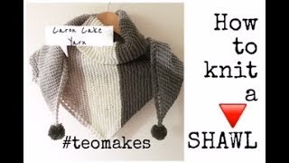 How to knit a TRIANGLE shawlCARON CAKES review [upl. by Ford]