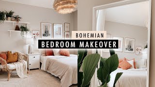 BOHEMIAN BEDROOM MAKEOVER Apartment Makeover Part 3  XO MaCenna [upl. by Thea264]