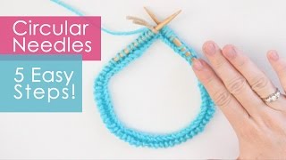 Circular Needles Knitting in 5 Easy Steps [upl. by Tamarah]