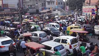 Daily life in India Chaotic Traffic of Old Delhi India [upl. by Nesyt]