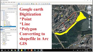 Digitization in Google Earth PointLinePolygon digitization in google Earth KML to Shapefile [upl. by Zaller501]