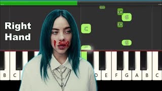 Billie Eilish Bad Guy Right Hand Slow Easy Piano Tutorial [upl. by Wallraff]