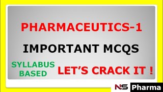 PHARMACY  IMPORTANT MCQS OF PHARMACEUTICS 1 [upl. by Anaya]