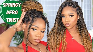 NEW Springy Afro Twist Tutorial  Super Easy Protective Style  Outre [upl. by Ainahtan524]