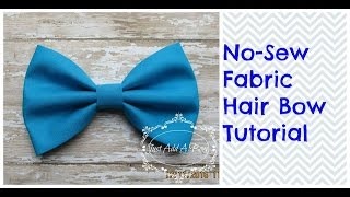 HOW TO Make a 5quot No Sew Fabric Hair Bow by Just Add A Bow [upl. by Tseng124]