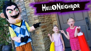 Hello Neighbor Comes to Our House With Gifts Tic Tac Toy XOXO Friends Toy Scavenger Hunt [upl. by Adella554]