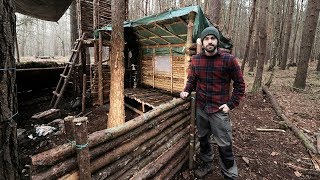 Bushcraft Camp Full Super Shelter Build from Start to Finish [upl. by Aiykan996]