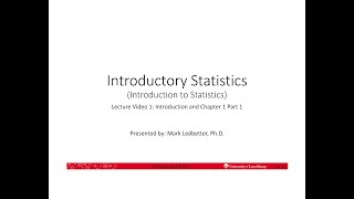 Introductory Statistics Lecture 1 Introduction and Chapter 1 Part 1 [upl. by Navada164]