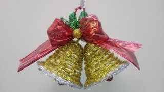 🔔 Campana navideña con limpiapipasChristmas bell with pipe cleaner [upl. by Nahte]