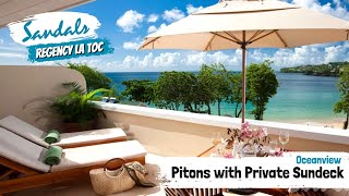 Pitons Oceanview with Private Sundeck LX  Sandals La Toc St Lucia  Full Room Tour amp Review 4K [upl. by Winnick]