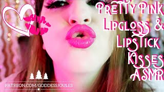 Pretty Pink Lipgloss and Lipstick Kisses ASMR Whispering [upl. by Roban]