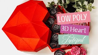 Corazon 3D Tutorial Low Poly 3D Heart DIY Paper Craft [upl. by Lekim131]