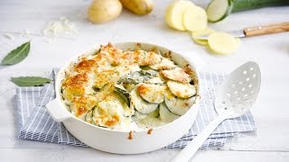 Alpro Recipe  Potato and Courgette Dauphinoise [upl. by Akenna163]