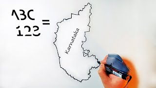 Easy trick to draw the map of Karnataka using letters and numbers [upl. by Vyse]