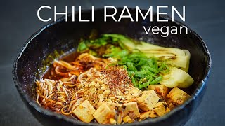 Vegan Chili Ramen Recipe  Spicy Red Broth Noodle Soup [upl. by Trefler252]