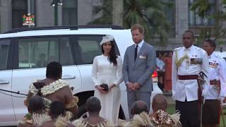 Fijian Traditional Welcome Ceremony for the Duke and Duchess of Sussex [upl. by Thorr913]