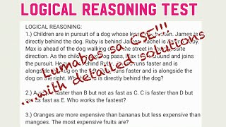 LOGICAL Reasoning Exam Civil Service Exam [upl. by Lamprey]